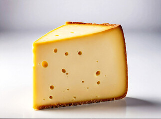 Slice of cheese on white background