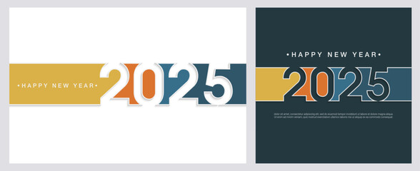 Happy New Year 2025 luxury. colorful concept for 2025 new year celebration on set background