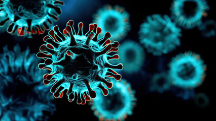 Microscopic World Professional Illustration of Virus Cells Ai Generated