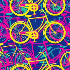 Fototapeta premium Bicycle pop art cartoon repeat pattern