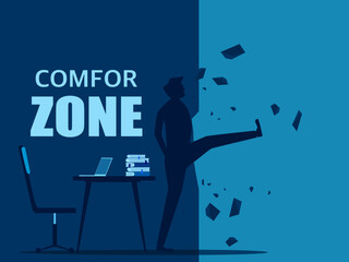 Businessman leaves comfort zone. vector