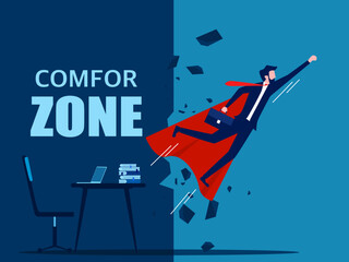 Businessman leaves comfort zone. vector