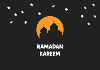 Ramadan Kareem poster design with stars,negative shape Ramadan post design with mosque.