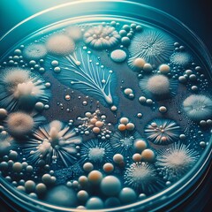 Fototapeta na wymiar Abstract Microbial Artistic Representation in Petri Dish