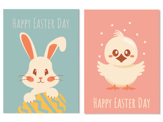 Happy easter day greeting card template of pastel colors. Greeting Card. Vector illustration. International Celebration Design with Typography for Greeting Card