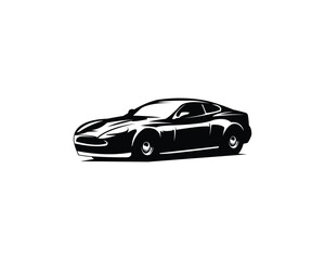 Obraz premium 1964 Aston Martin dbs. vintage car logo silhouette. isolated white background view from side. Best for logo, badge, emblem, icon, sticker design