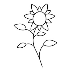 sunflower plant seeds flower line doodle coloring icon element object