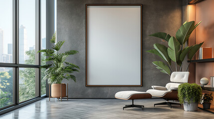 Blank Poster or Mockup Frame in home office