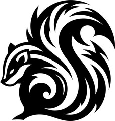 modern tribal tattoo skunk, abstract line art of animals, minimalist contour. Vector

