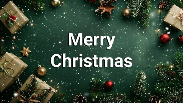 Marry Christmas. Looped Christmas snow. Christmas and New Year decoration background, with glass balls. The concept of Christmas and New Year holidays. Holidays background.