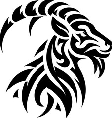 modern tribal tattoo goat, abstract line art of animals, minimalist contour. Vector