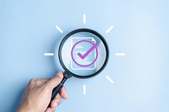 Magnifier analysis of document ai artificial intelligence process with technology processor to planning business information data, tech, network corporate concept.