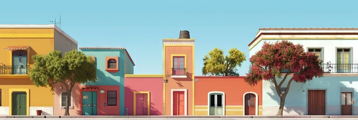 Barrio filled with colorful houses serves as a neighborhood in latin american countries