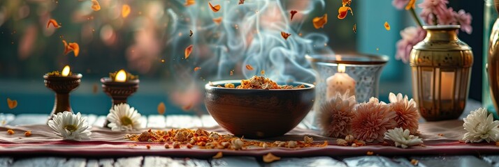 Ayurvedic concept with natural and organic herbs and spices