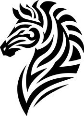 modern tribal tattoo zebra, abstract line art of animals, minimalist contour. Vector