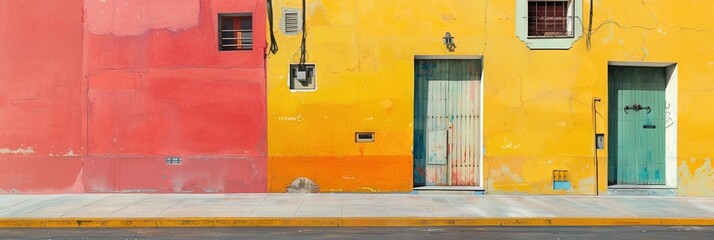 Colorful barrio filled with residential homes in latin america
