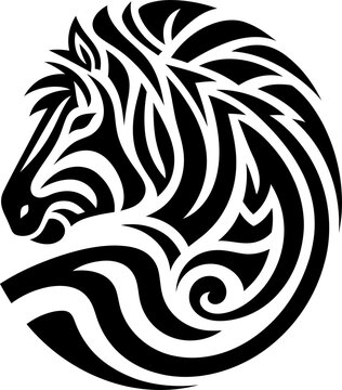 modern tribal tattoo zebra, abstract line art of animals, minimalist contour. Vector