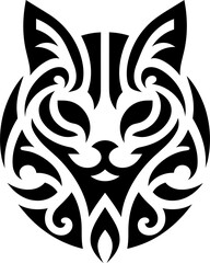 modern tribal tattoo cats, abstract line art of cats and big cats, minimalist contour. Vector