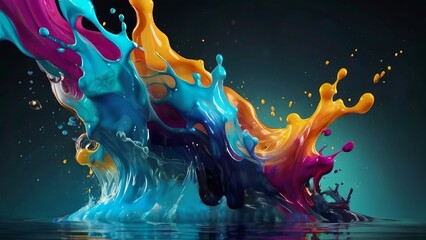 liquid splash colorful, ink, blue, light texture watercolor