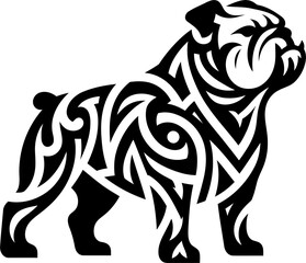 modern tribal tattoo bulldog, dog, abstract line art of animals, minimalist contour. Vector.