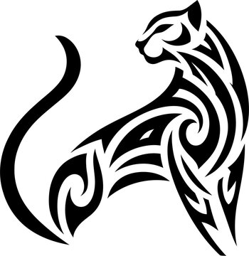 modern tribal tattoo cheetah, abstract line art of cats and big cats, minimalist contour. Vector