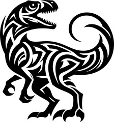 modern tribal tattoo t-rex, tyrannosaurus, abstract line art of dinosaurs, minimalist contour. Vector