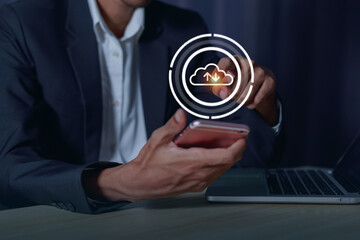 Businessman using mobile smart phone. Business global internet connection application technology and digital marketing, Financial and banking, Digital link tech  future technology