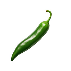 Green Hot Chili Pepper isolated on a transparent background.