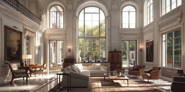 Interior of a luxury mansion - real estate for the ultra wealthy one percent. Empty interior