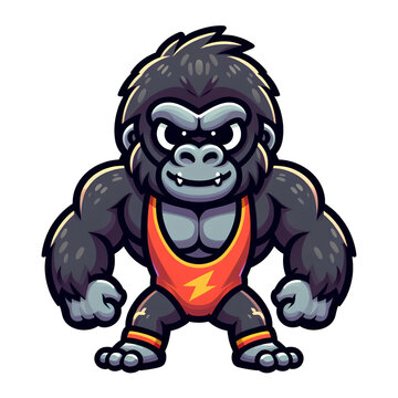 gorillas weightlifter, cartoon style