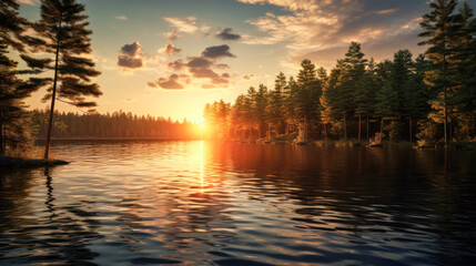 Fototapeta na wymiar The Magic of the Golden Hour: How to Capture the Perfectuet over a Lake