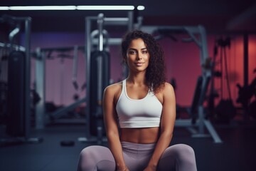 Fototapeta na wymiar Confident woman in gym ready for workout
