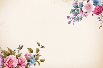 Naklejka premium Elegant watercolor floral frame background design with empty space