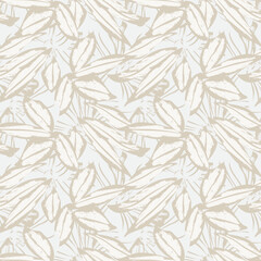 Neutral Colour Tropical Leaf Seamless Pattern Design
