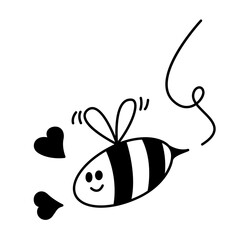 cute bee icon in a hand-drawn style