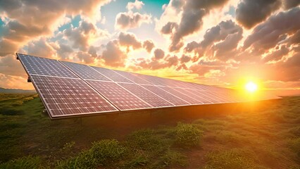 an eye-catching graphic design for online advertising, it has an clip of a solar panel,generative ai