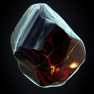 Close-up of black copal stone mineral crystal AI generated