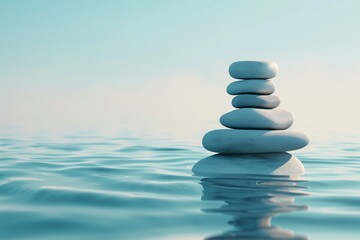 Obraz na płótnie Canvas Zen Stones Balanced in Tranquil Water