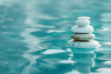 Fototapeta na wymiar Zen Stones Balanced in Tranquil Water