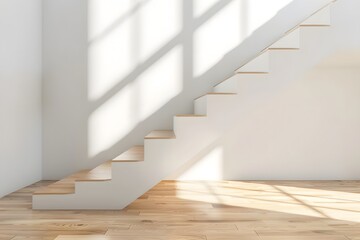 simple minimalist white empty staircase mock-up - Generative ai 