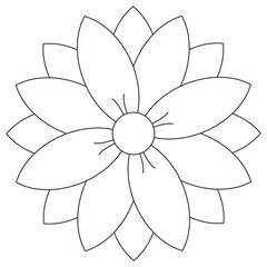 sacred geometry lotus, flower outline, floral icon, abstract flower for coloring of the kids