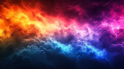 Fototapeta na wymiar Abstract background colorful clouds, night clouds, Dark Sky Storm A vibrant nature illuminated by flashes of lightning and engulfed in swirling clouds, ultrawide background cover banner