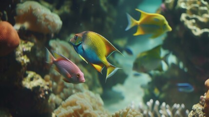 Fototapeta na wymiar Underwater World of Colorful Tropical Fish in Coral Reef AI Generated.