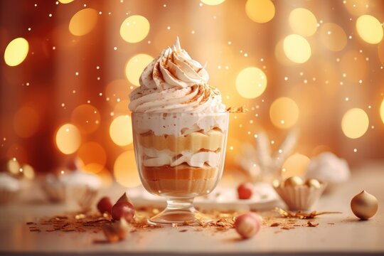 Heavenly dessert surrounded by a soft and enchanting bokeh glow.
