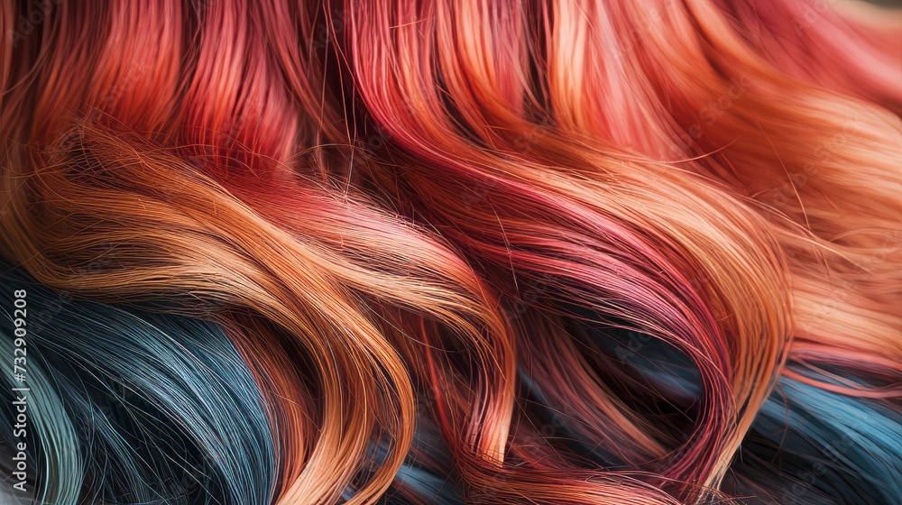 Poster A close up of dynamic and ever changing color patterns in hair
