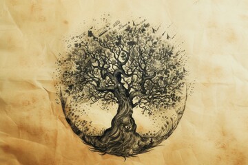 Genealogy tree illustration  - obrazy, fototapety, plakaty