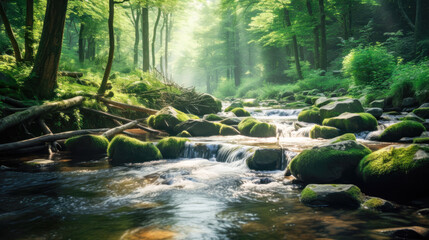 Tranquil Forttream: A Relaxing Nature Image - obrazy, fototapety, plakaty