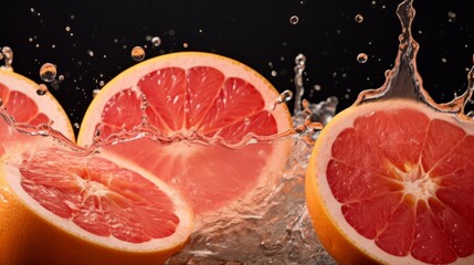 A grapefruit segment making a citrusy splash in juice