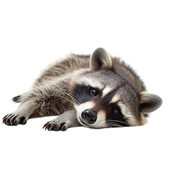 Obraz premium Raccoon Laying Down Isolated