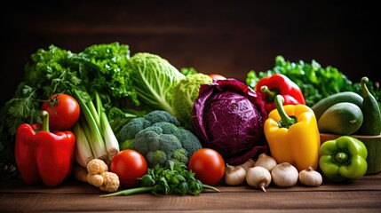 Photo of vegetables, fruits and vegetables, beautifully vivid, light background